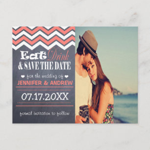 Coral Chevron Save the Date