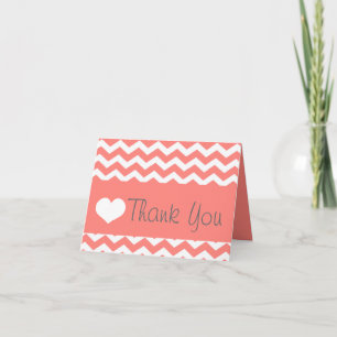 Coral Chevron Thank You Note