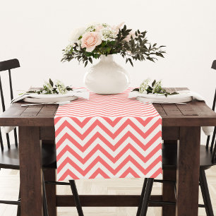 Coral Chevrons Pattern Short Table Runner