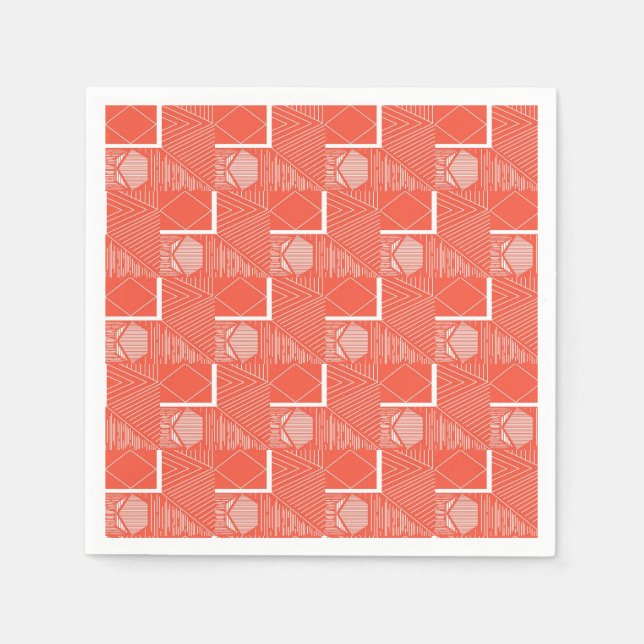 Coral Chic Mod Design Napkin (Front)