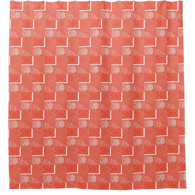 Coral Chic Mod Design Shower Curtain (Front)
