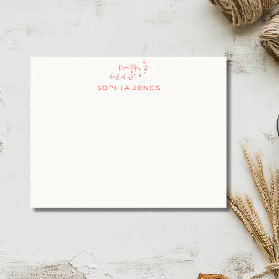 Coral Chic Paw Print Stationery Note Card