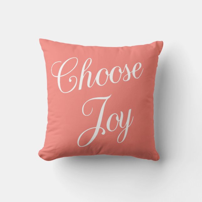 Coral Choose Joy Bible Verse Cushion (Front)