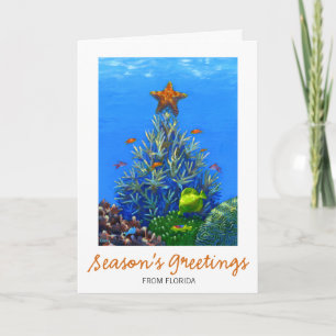 Coral Christmas Tree Card