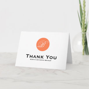Coral Circle Script Formal Wedding Thank You Card