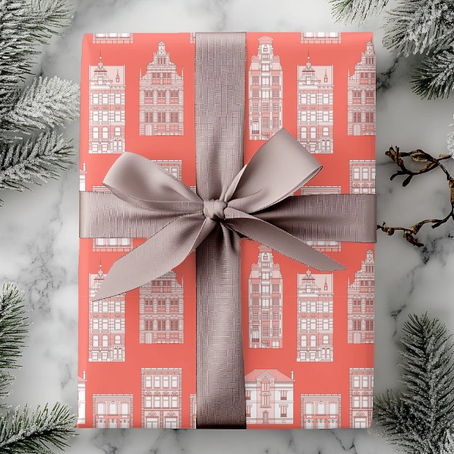 Coral City House Pattern Wrapping Paper (Creator Uploaded)