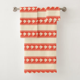 Coral Coastal Angelfish Stripes Bath Towel Set