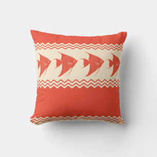 Coral Coastal Angelfish Stripes Cushion