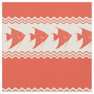 Coral Coastal Angelfish Stripes Fabric