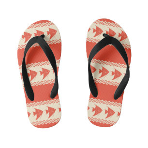 Coral Coastal Angelfish Stripes Kid's Flip Flops