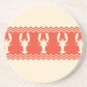 Coral Coastal Lobster Stripes Coaster