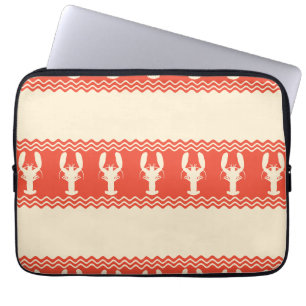 Coral Coastal Lobster Stripes Laptop Sleeve