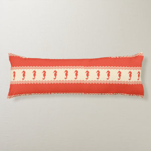 Coral Coastal Seahorses Stripes Body Cushion