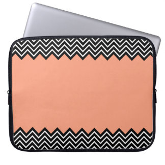 Coral Colour Block Chevron Laptop Sleeve