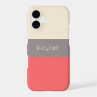 Coral Colour Block Pattern with Any Name