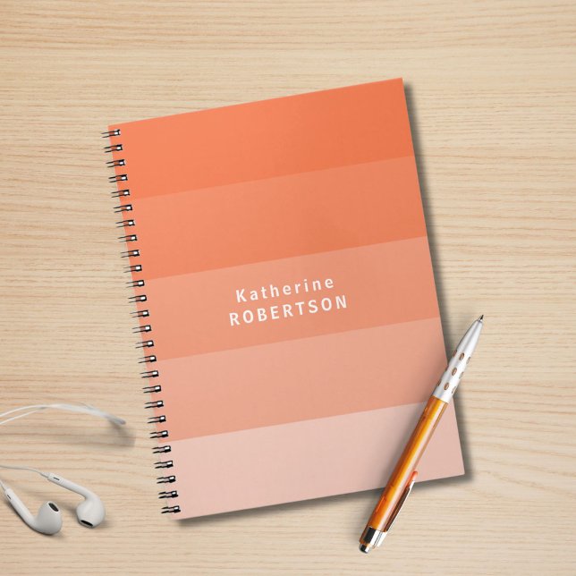 Coral Colour Blocks Custom Name  Notebook (Creator Uploaded)