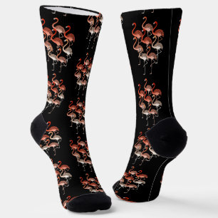 Coral Colour Pink Flamingos Pattern Socks