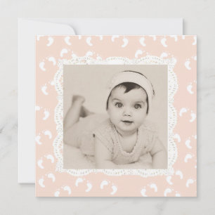 Coral Coloured Baby Girl Birth Announcement