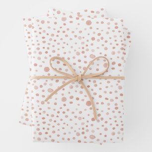 Coral Confetti Watercolor Dots Wrapping Paper