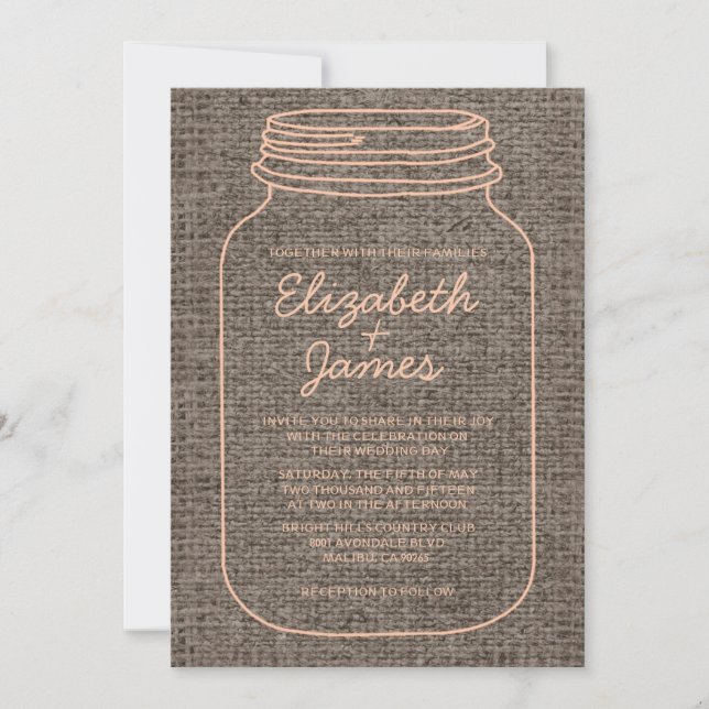 Coral Country Lace Wedding Invitations (Front)