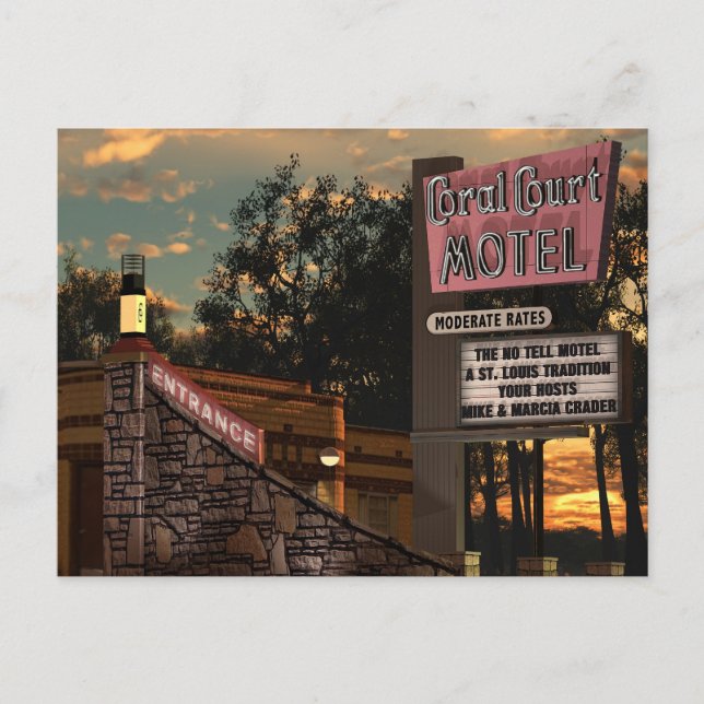 Coral Court Motel Route 66 American Retro Postcard (Front)