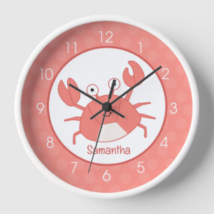 Coral Crab Crustaceancore Crabby Nursery Clock