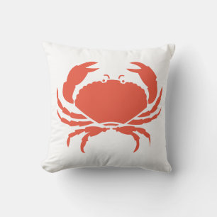coral CRAB WHITE pillow