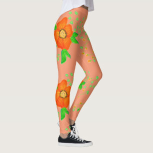 Coral Cream And Orange Leggings