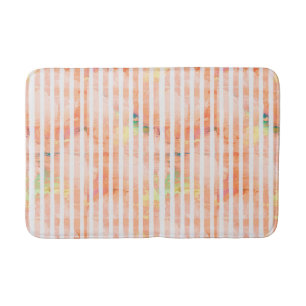 Coral Cream Striped Bath Mat