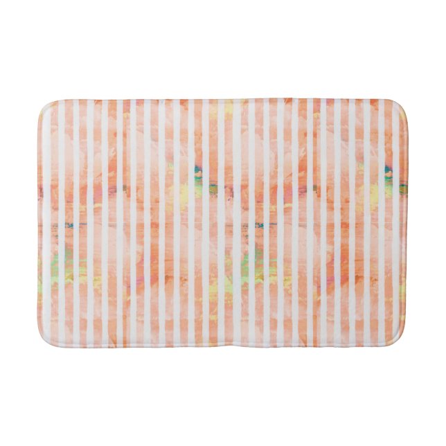 Coral Cream Striped Bath Mat (Front)