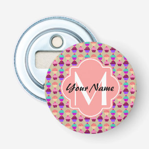 Coral Cupcake Personalized Name, Custom Monogram Bottle Opener