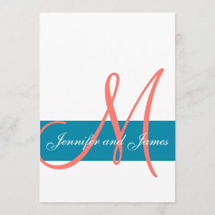 Coral Custom Blue Modern Wedding Invitation