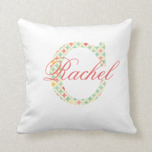 Coral Custom Letter Monogram C With Name Cushion