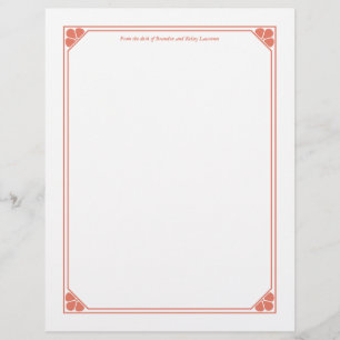 Coral Custom Stationery w/ Signature Heading Text