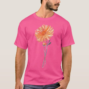 Coral Dahlia Sprig Bud T-Shirt