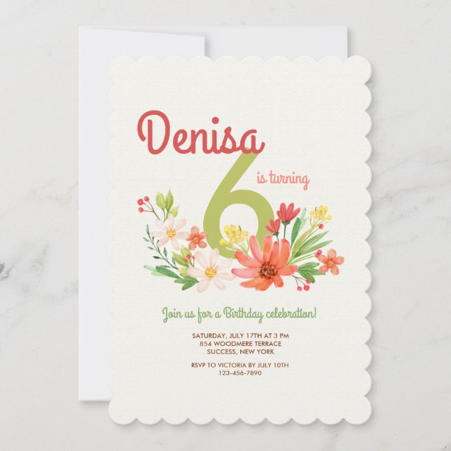 Coral Daisies Invitation (Front)