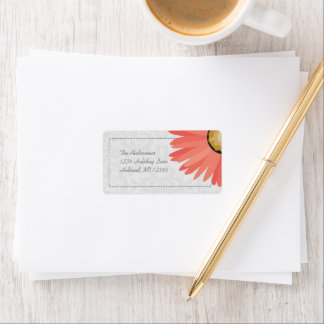 Coral Daisy Damask Return Address Labels