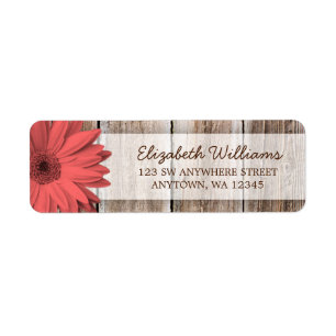 Coral Daisy Rustic Barn Wood
