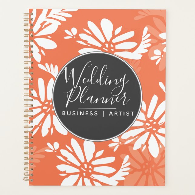 Coral Daisy Silohuette Garden Wedding Planner (Front)