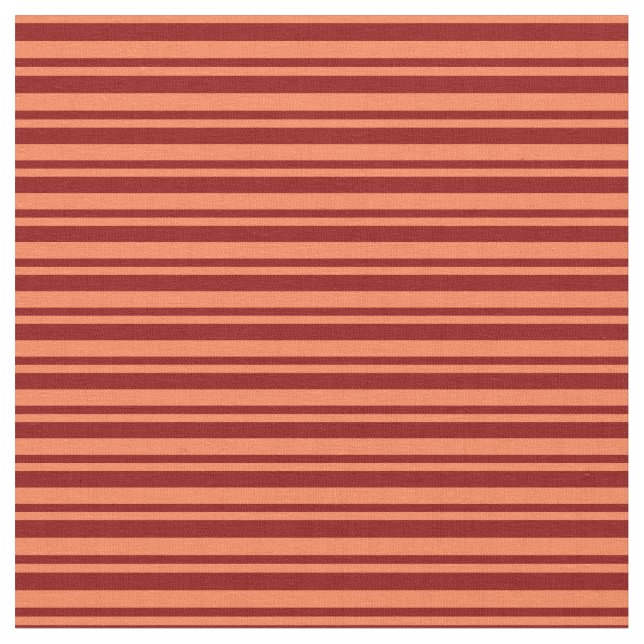 Coral & Dark Red Coloured Striped Pattern Fabric (Close Up)