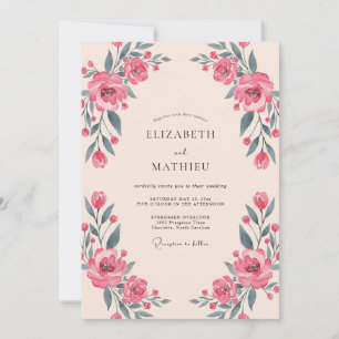 Coral Delicate Blossom Wedding Invitation