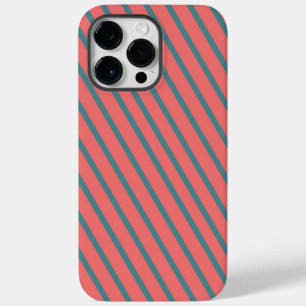 Coral Diagonal Stripes Case-Mate iPhone 14 Pro Max Case