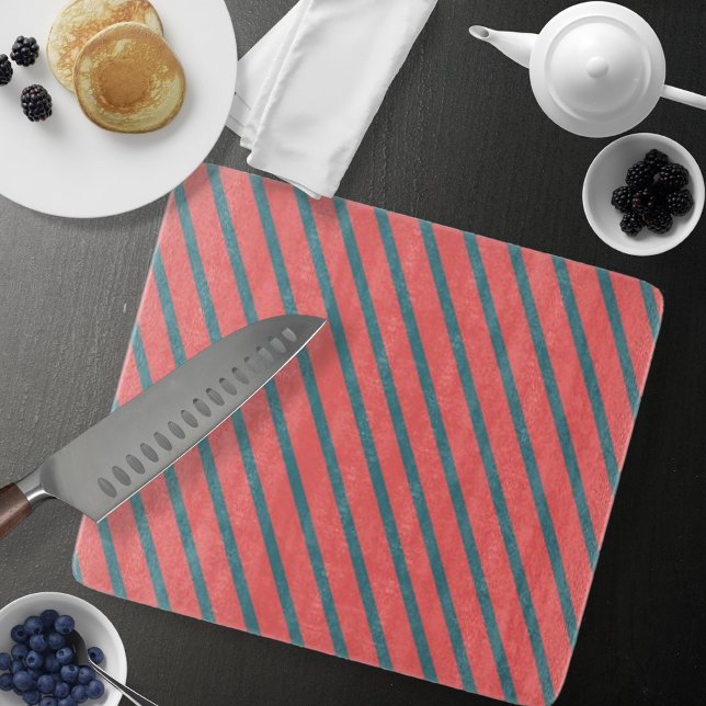 Coral Diagonal Stripes Cutting Board (Coral Diagonal Stripes Cutting Board by Looly Elzayat
)