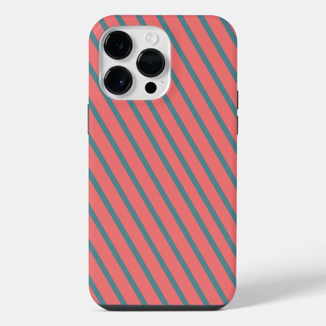 Coral Diagonal Stripes iPhone Case (Back)