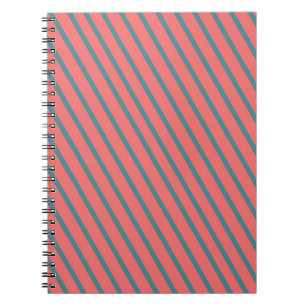 Coral Diagonal Stripes Notebook