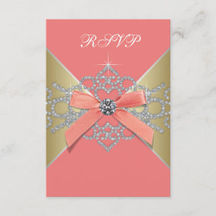 Coral Diamonds Coral Gold Birthday Party RSVP