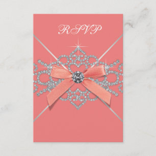Coral Diamonds Coral Sweet 16 Birthday Party RSVP
