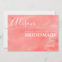 Coral Dreams Be My Bridesmaid Proposal Card