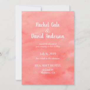 Coral Dreams Watercolor Wedding Invitation