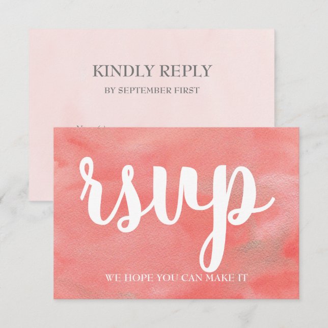 Coral Dreams Watercolor Wedding RSVP Card (Front/Back)